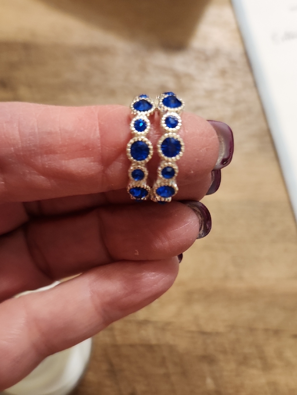 Blue Crystal Drop Earrings and Hoop Set - Picture 3 of 5